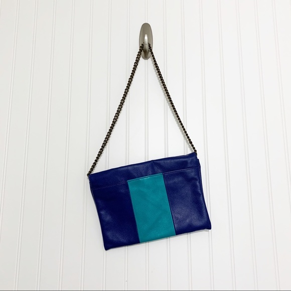 J. Crew Turquoise Leather Chain Link Shoulder Bag - Picture 7 of 7